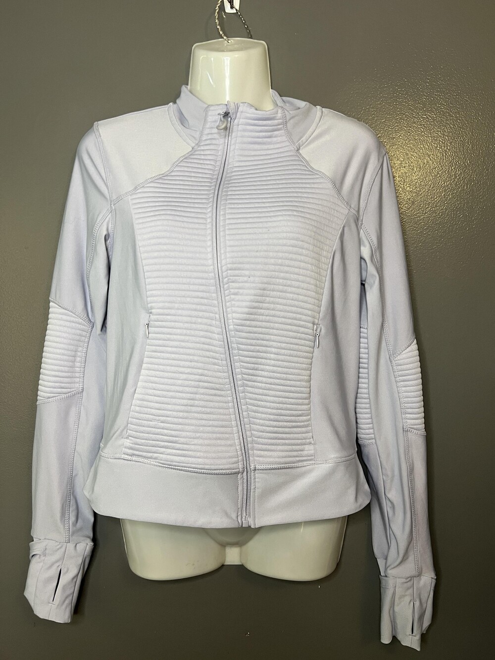 Mondetta Athletic Jacket Women's Small Light Lavender Full Zip Ribbed Panels